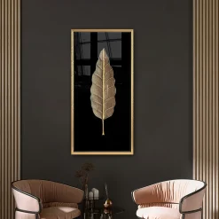 Vitrine décorative plume métal doré l.100 x H.50 cm CM creation