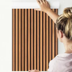 Vlieseline Papier Peint LAMELLES Imitation Bois Pour Salon 53cm x 300cm