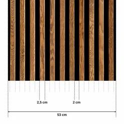 Vlieseline Papier Peint Pour Salon LAMELLES Imitation Bois 53cm x 300cm
