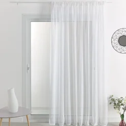 Voilage - Effet lin à galon fronceur (240x240 cm - Blanc)
