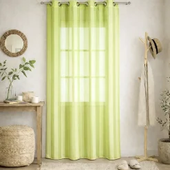 Voilage à rayures tissées (140x240 cm - Vert clair)