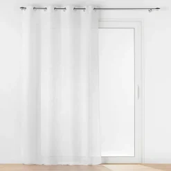 Voilage à œillets 140 x 240 cm Effet lin tissé Haltona Blanc