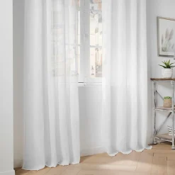 Voilage à œillets 140 x 240 cm Effet lin tissé Haltona Blanc