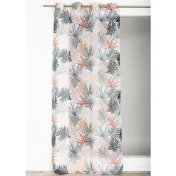 Voilage à œillets Albero feuillage tropical marron camel L.240 x l.140cm Rocle