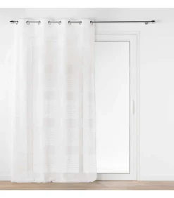 Voilage à œillets effet blanc tissé - 140x240cm - Blanc