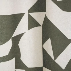 Voilage à œillets effet lin imprimés géométriques vert L.240 x l.140cm Dylrev