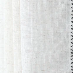 Voilage à œillets effet lin Meli broderie noir, blanc L.240 x l.140cm Rocle