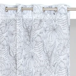 Voilage à œillets Honduras feuillage exotique marron camel L.240 x l.140cm Rocle