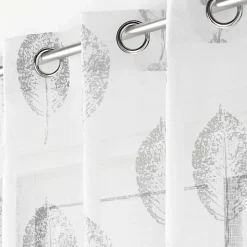 Voilage à œillets imprimé - Effet lin (140x240 cm - Blanc)