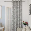 Voilage à œillets imprimé feuillage gris L.240 x l.140cm Dylrev