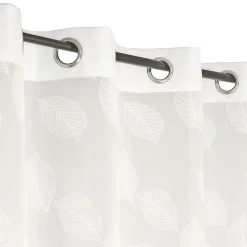 Voilage à œillets imprimé feuillage blanc L.240 x l.140cm Dylrev