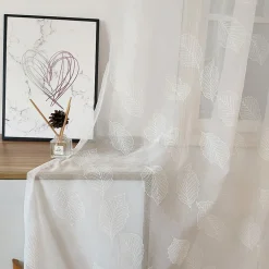 Voilage à œillets imprimé feuillage blanc L.240 x l.140cm Dylrev