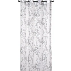 Voilage à œillets imprimé plumetis gris L.240 x l.140cm Dylrev