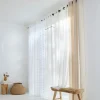 Voilage à œillets Laurène broderie rayuré blanc L.240 x l.140cm Rocle