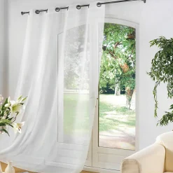 Voilage à œillets métal 140 x 240 cm Luminette unie Luminea Blanc