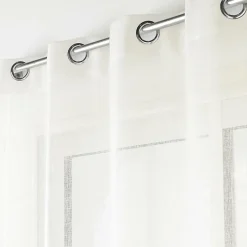Voilage à œillets petite hauteur 140 x 180 cm Voile tissé Carlin Blanc