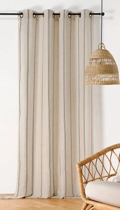 Voilage à œillets poly-lin Sarah l.145 x H.260 cm rayé beige