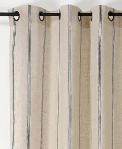 Voilage à œillets poly-lin Sarah l.145 x H.260 cm rayé beige