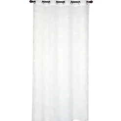 Voilage à œillets étamine broderie papillons blanc L.240 x l.140cm Dylrev