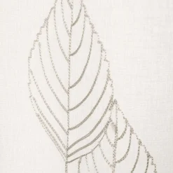Voilage à œillets étamine broderie petites feuilles blanc ivoire L.240 x l.140cm Dylrev