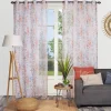 Voilage à œillets étamine broderie feuillage orange L.240 x l.140cm Dylrev