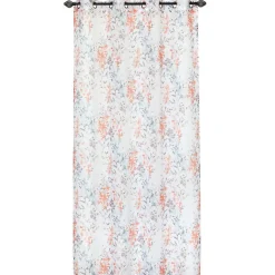 Voilage à œillets étamine broderie feuillage orange L.240 x l.140cm Dylrev