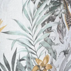 Voilage à œillets étamine broderie feuillage vert kaki L.240 x l.140cm Dylrev