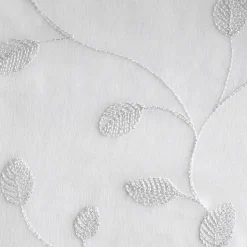 Voilage à œillets étamine broderie feuillage blanc L.240 x l.140cm Dylrev