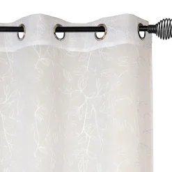 Voilage à œillets étamine broderie feuilles blanc L.240 x l.140cm Dylrev