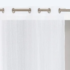 Voilage à œillets Trevi étamine effet fils coupés blanc L.240 x l.140cm Rocle