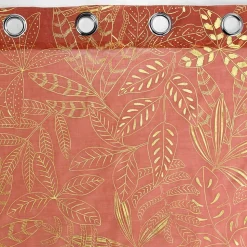 Voilage à oeillets 140 x 240 cm imprimé métallisé Belflor Terracotta/Or