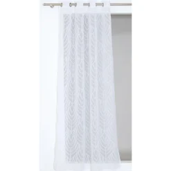 Voilage à oeillets effet jacquard Alma imprimé géométrique blanc ivoire L.240 x l.140cm Rocle