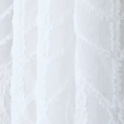 Voilage à oeillets effet jacquard Alma imprimé géométrique blanc ivoire L.240 x l.140cm Rocle