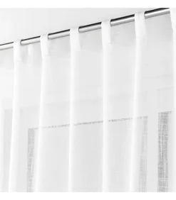 Voilage à passants cachés effet lin tissé 140x240cm - 140x240cm - Blanc