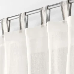 Voilage à passants en voile tissé (140x240 cm - Blanc cassé)