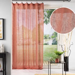 Voilage a anneaux 140 x 240 cm voile tissé Linka Terracotta