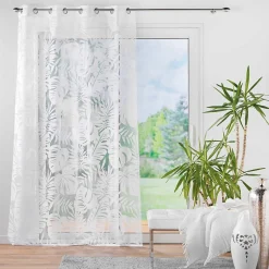 Voilage a oeillets 140 x 240 cm voile dévoré métallisé Magnolia