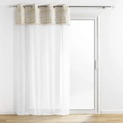 Voilage a oeillets 140 x 240 cm voile sablé + pompon Sundore