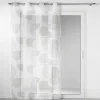 Voilage a oeillets 140 x 240 cm voile sablé imprimé Esquisse Blanc