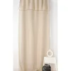 Voilage aspect lin bourdon noir - 140x295cm - Ecru