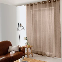 Voilage aspect lin grande largeur Oeko-tex. (300x240 cm - Taupe)