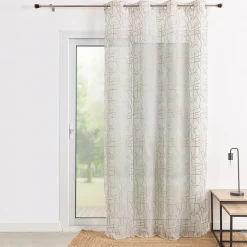 Voilage brodé au style graphique (140x240 cm - Lin)