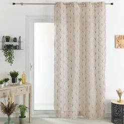 Voilage brodé style art déco (140x240 cm - Lin)