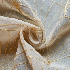 Voilage brodé style art déco (140x240 cm - Lin)