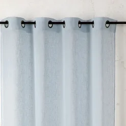 Voilage en polycoton chiné (160x260 cm - Bleu ciel)