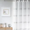 Voilage en étamine brodé de rayures horizontales à pois (140x240 cm - Blanc)