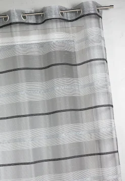 Voilage fantaisie à rayures horizontales de différentes tailles (140x240 cm - Gris clair)