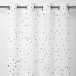Voilage GoodHome Pyrite blanc motifs gris foncé l.140 x H.260 cm