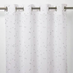 Voilage GoodHome Pyrite blanc motifs argent l.140 x H.260 cm