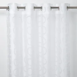 Voilage GoodHome Succusa blanc à points l.140 x H.260 cm